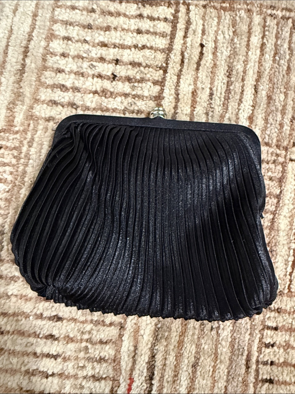 Jacqueline Ferrar Black Pleated Evening Clutch